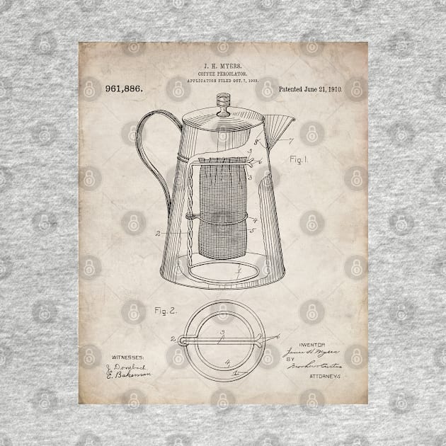 Coffee Percolator Patent - Coffee Shop Art - Antique by patentpress